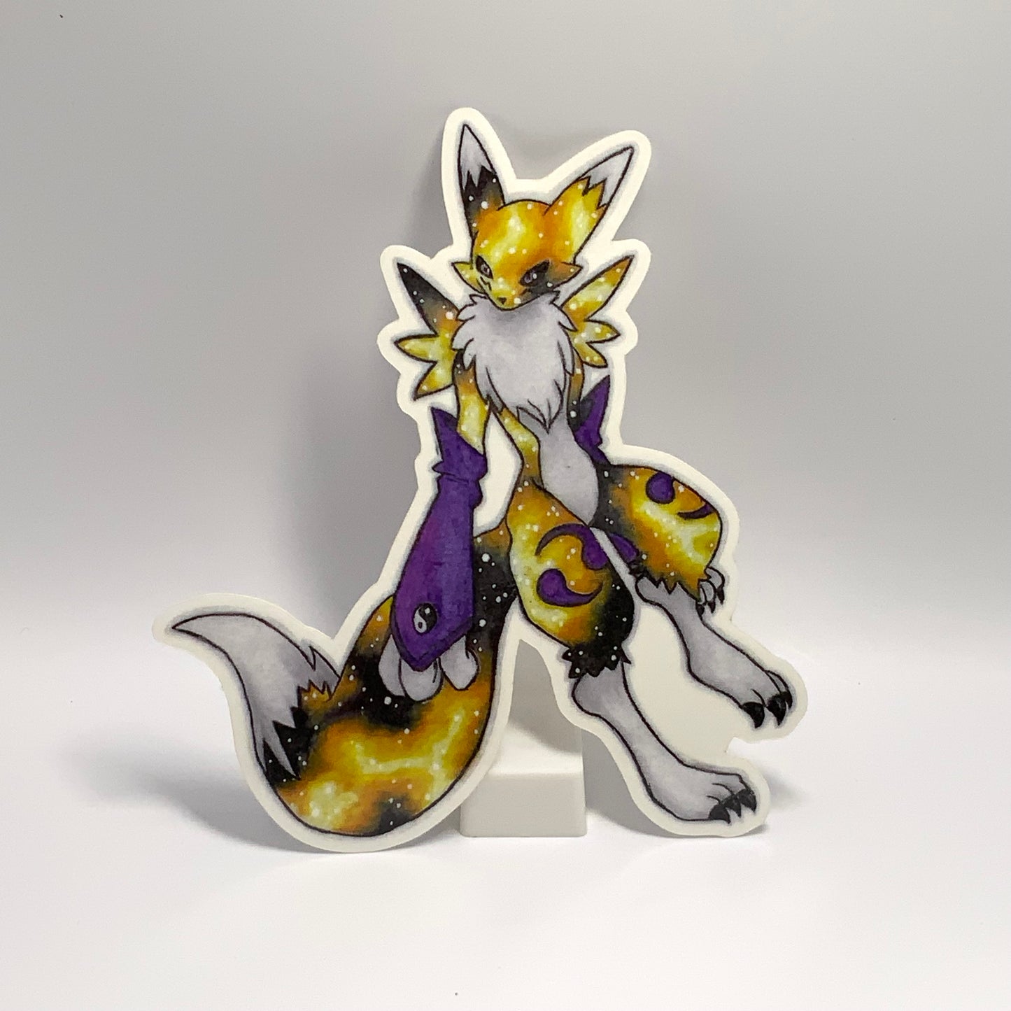 Renamon Digimon original colored pencil art waterproof sticker