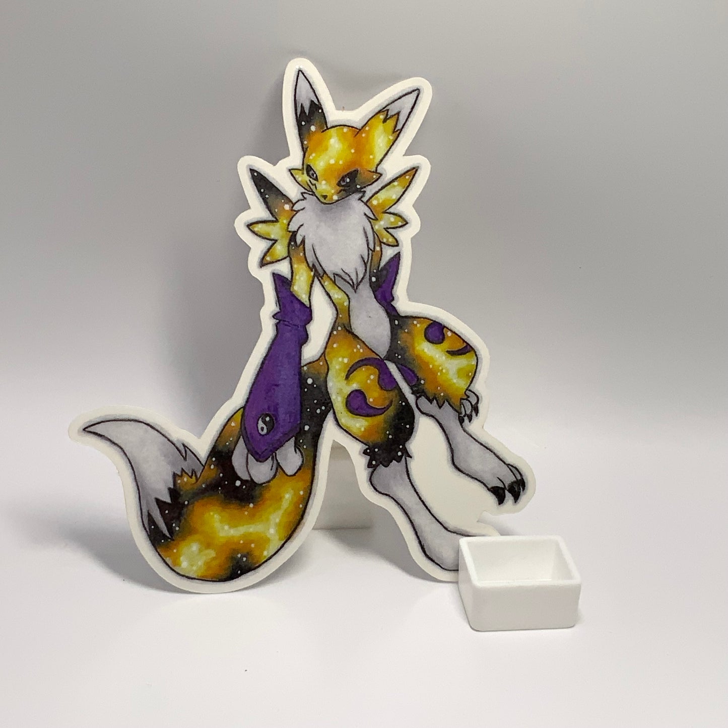 Renamon Digimon original colored pencil art waterproof sticker
