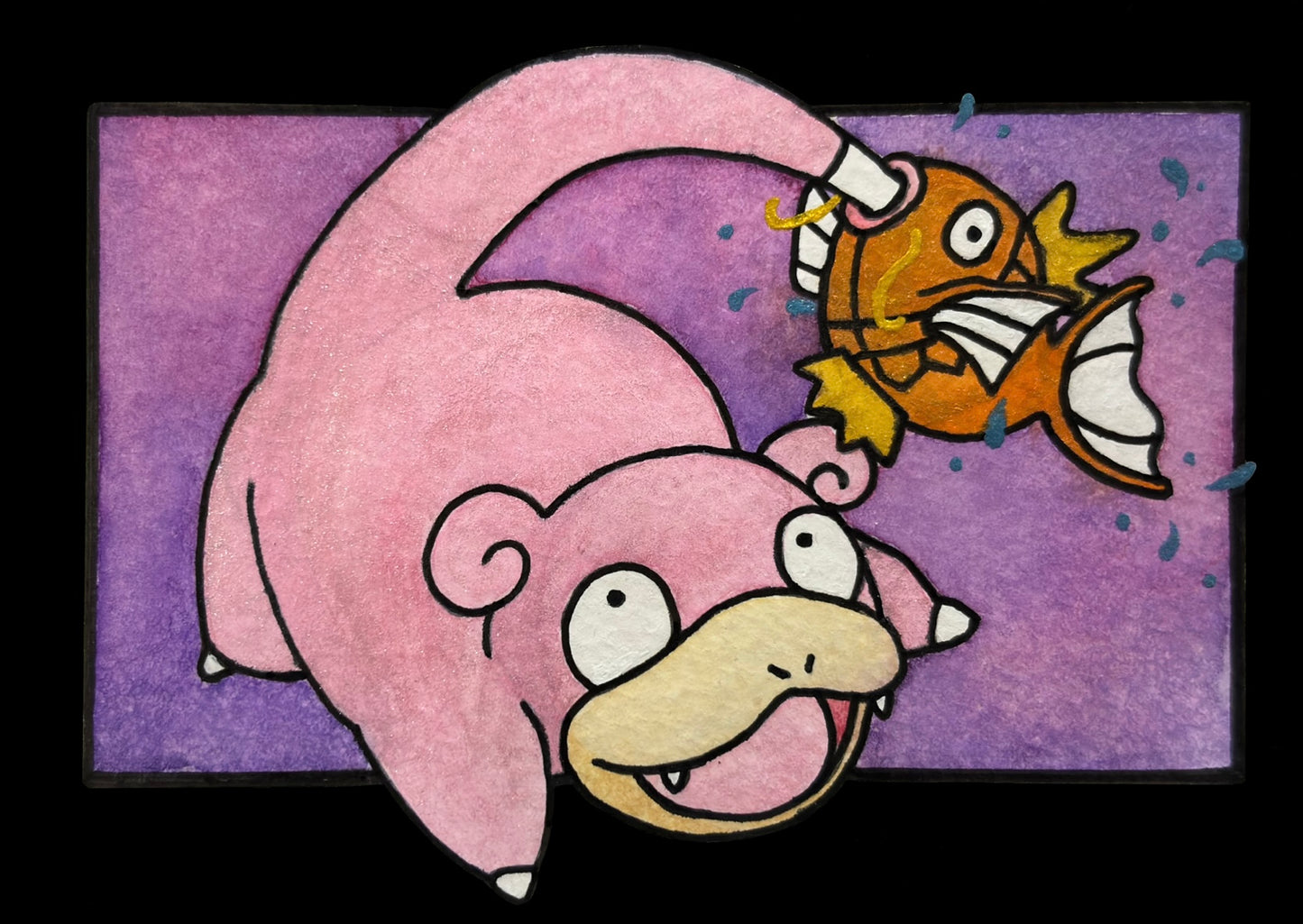 Slowpoke Pokemon original watercolor art waterproof sticker