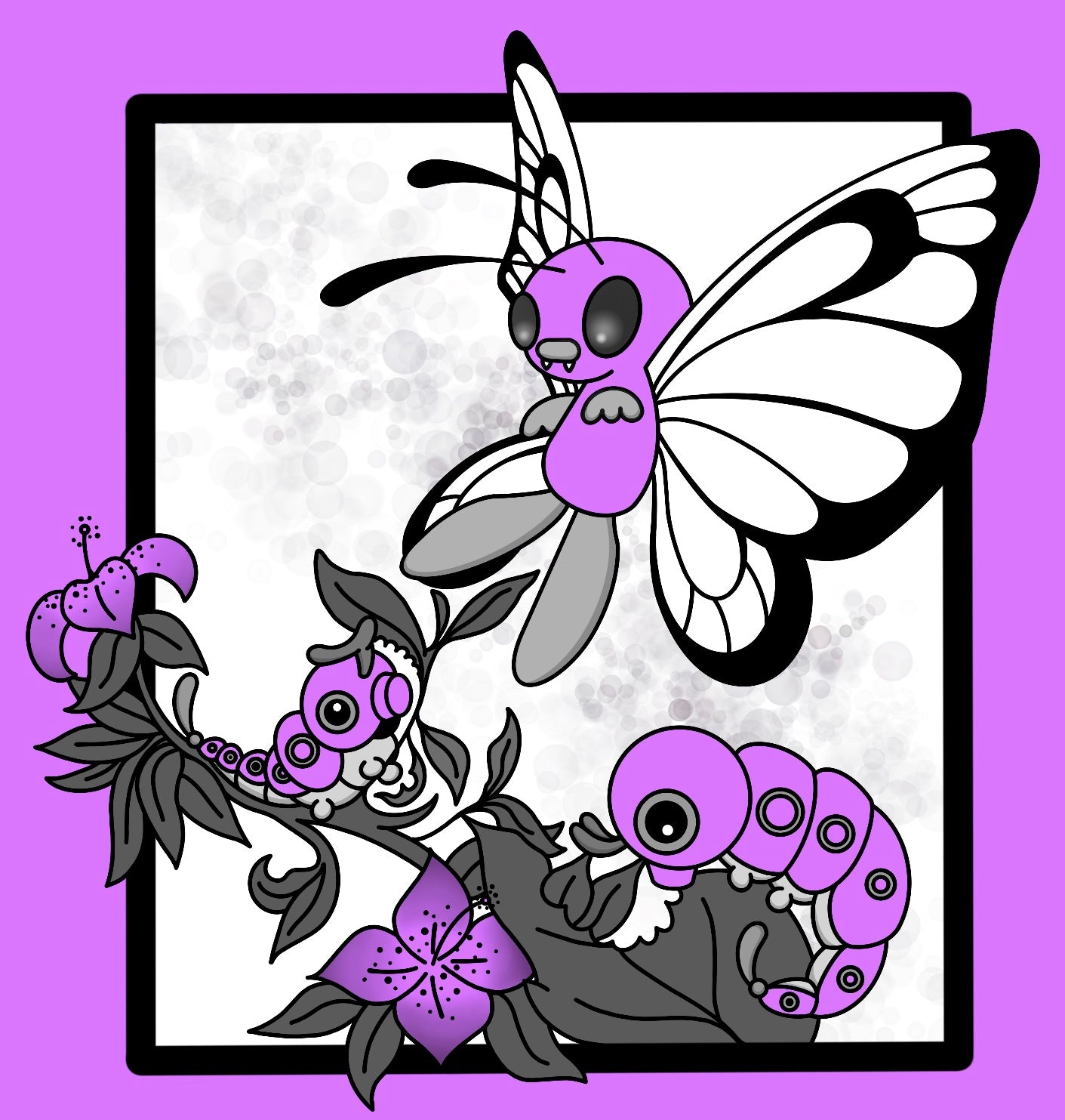 Butterfree and Caterpie Pokemon “color changing” transparent waterproof sticker