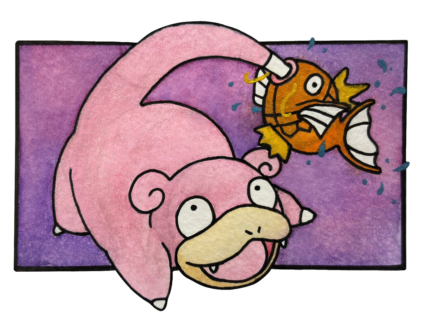 Slowpoke Pokemon original watercolor art waterproof sticker