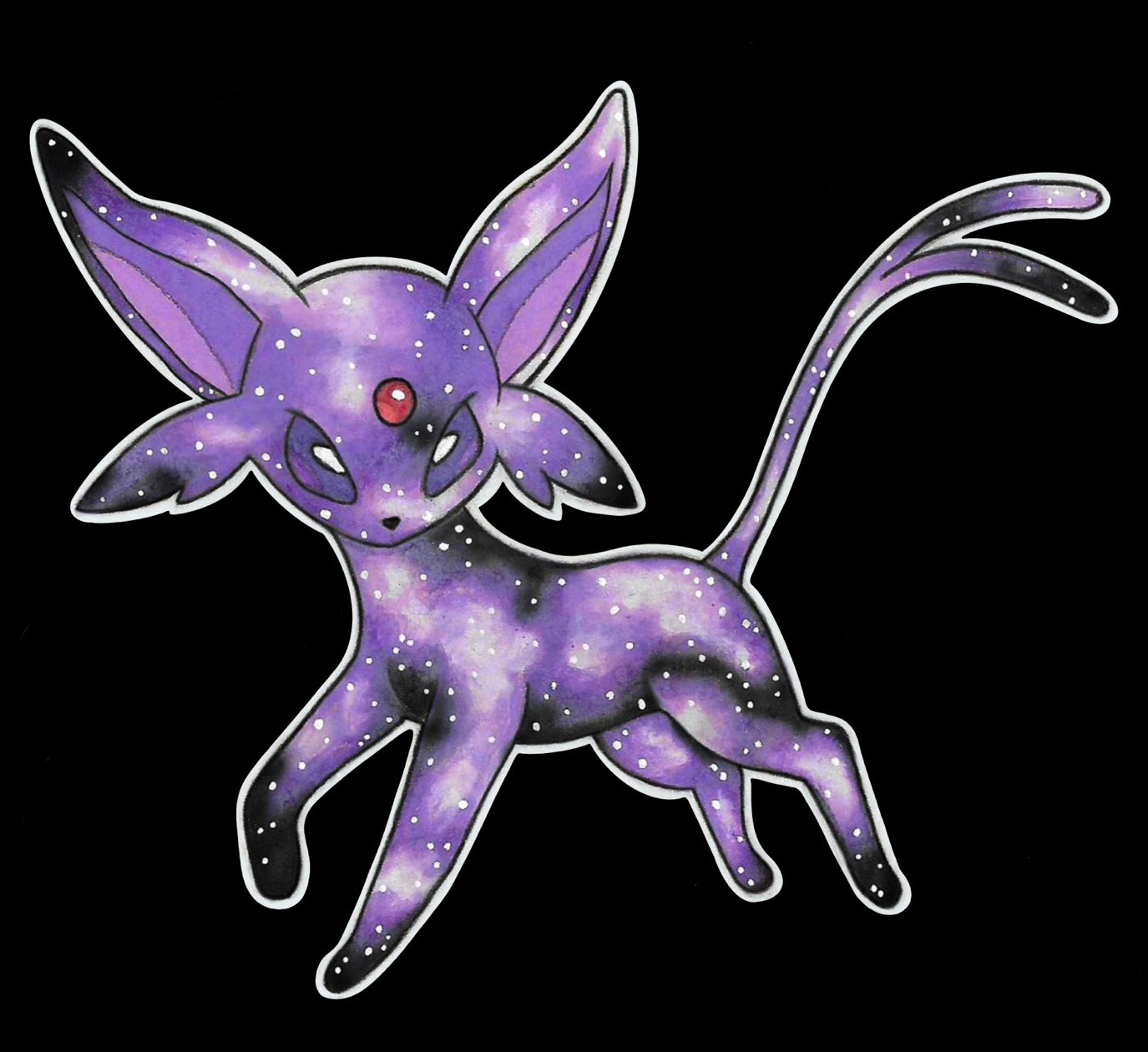 Espeon Pokemon original colored pencil art waterproof sticker
