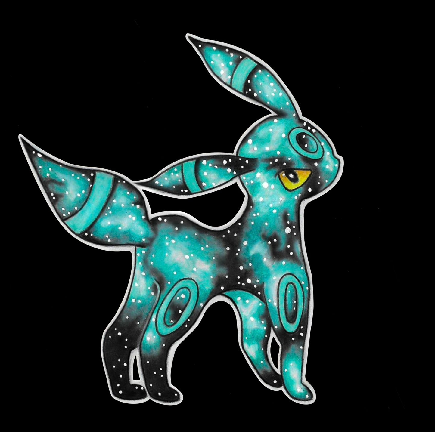 Umbreon Pokemon original colored pencil art waterproof sticker