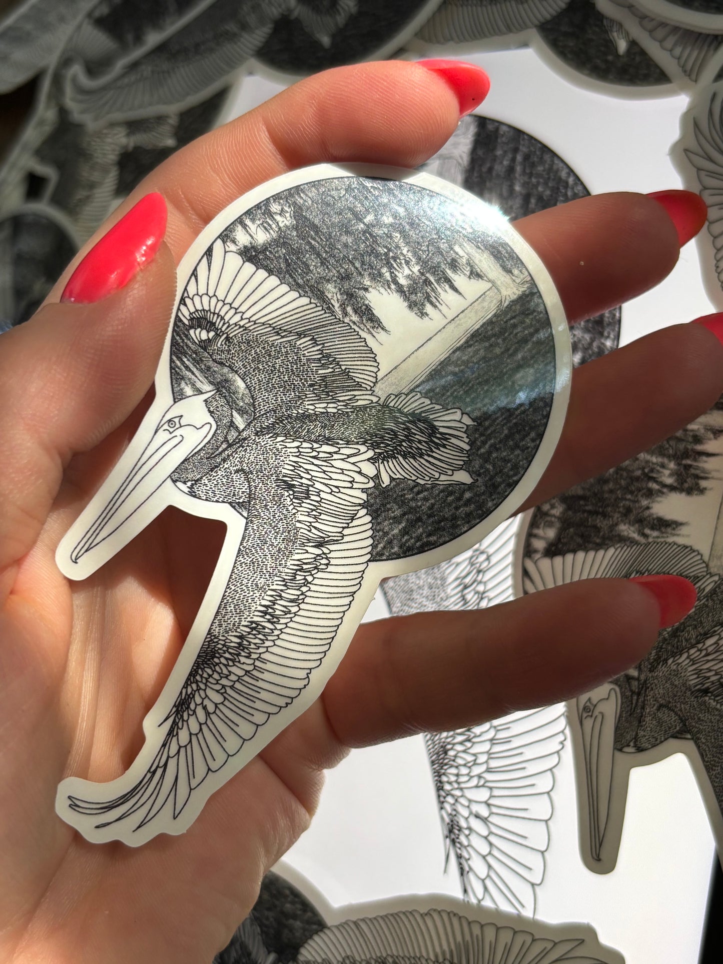 Pelican in New Orleans Glossy Transparent or Solid Waterproof Sticker
