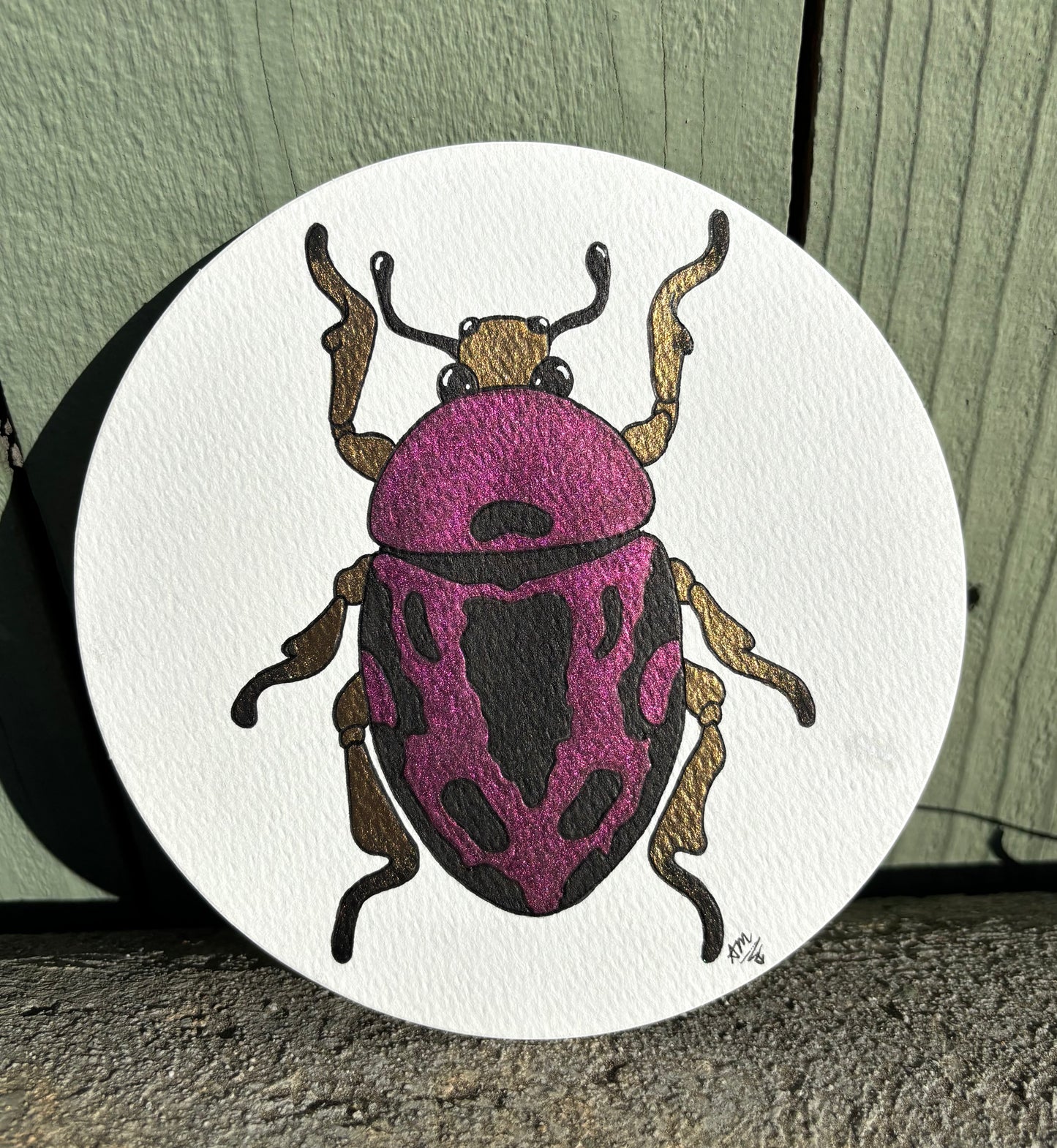 “Juicy Jewels” #004 Jewel Beetle watercolor painting