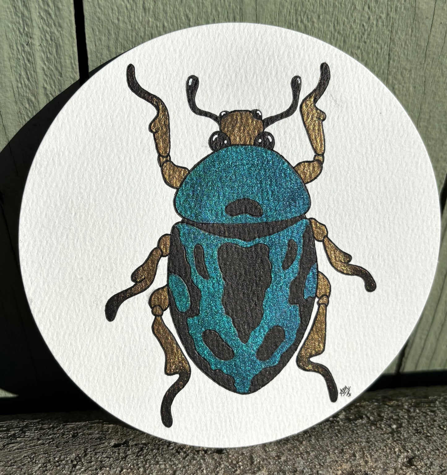 “Juicy Jewels” #001 Jewel Beetle watercolor painting