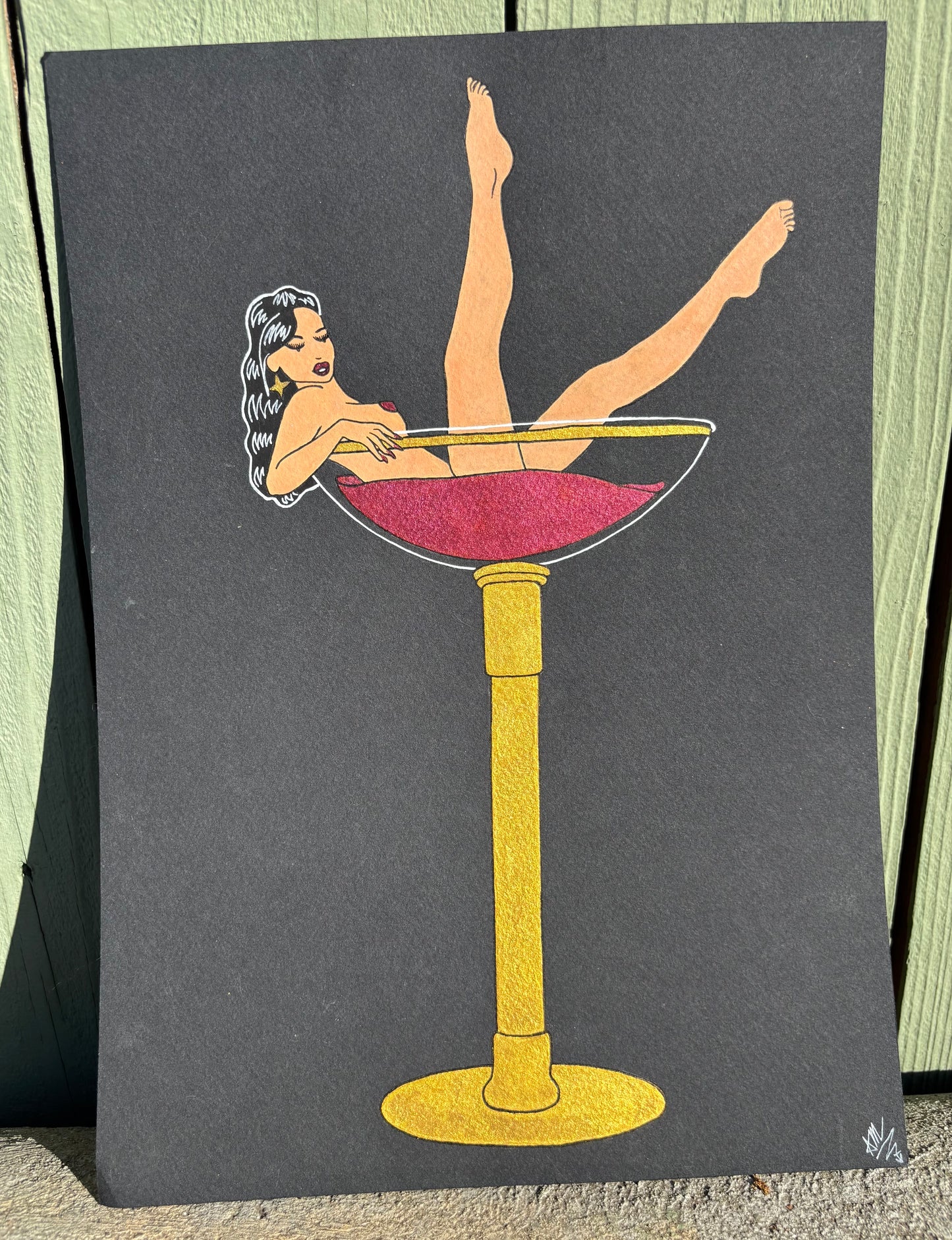 “Blood Bath” watercolor burlesque painting