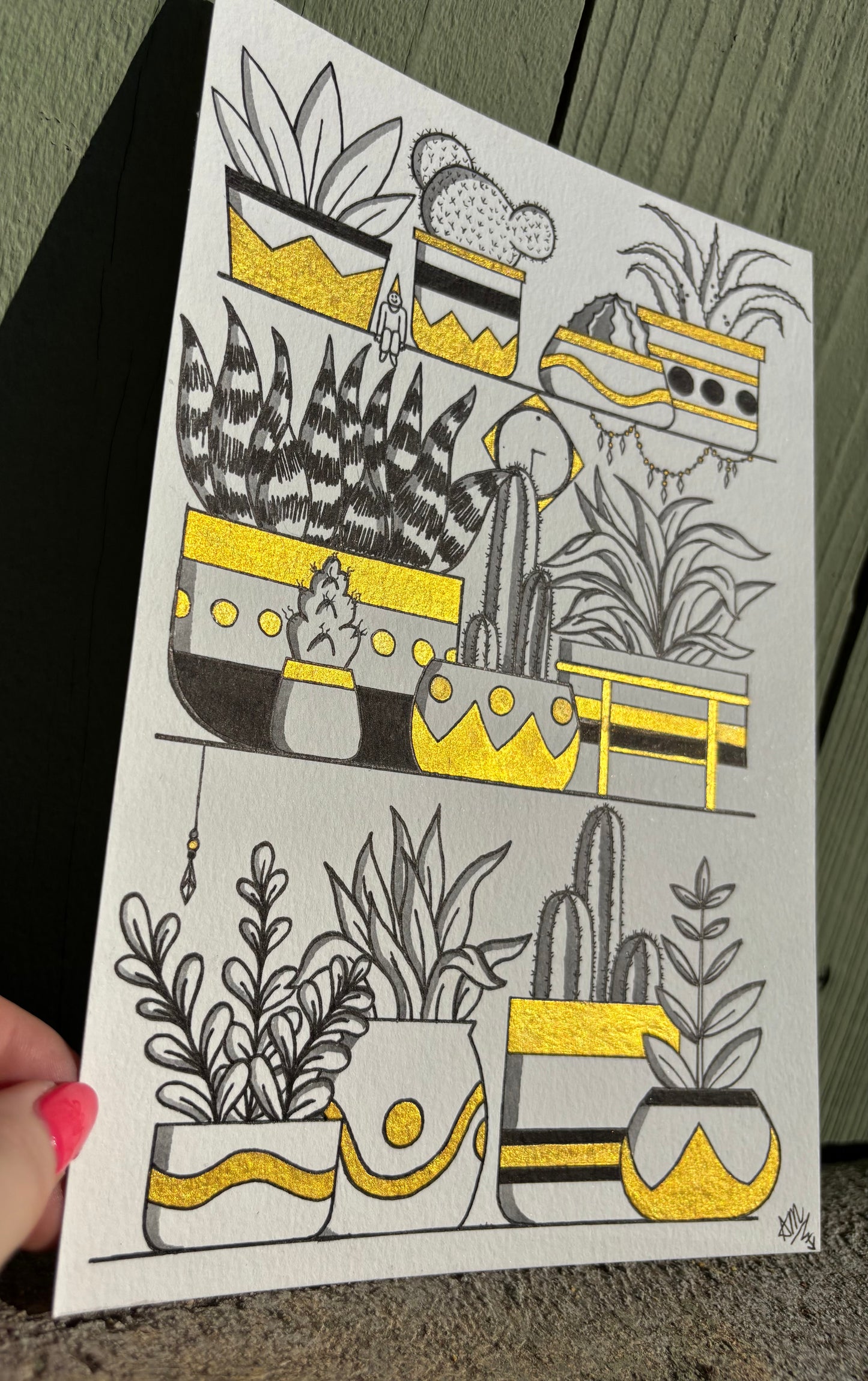 “Plant Shelves” #004 watercolor painting
