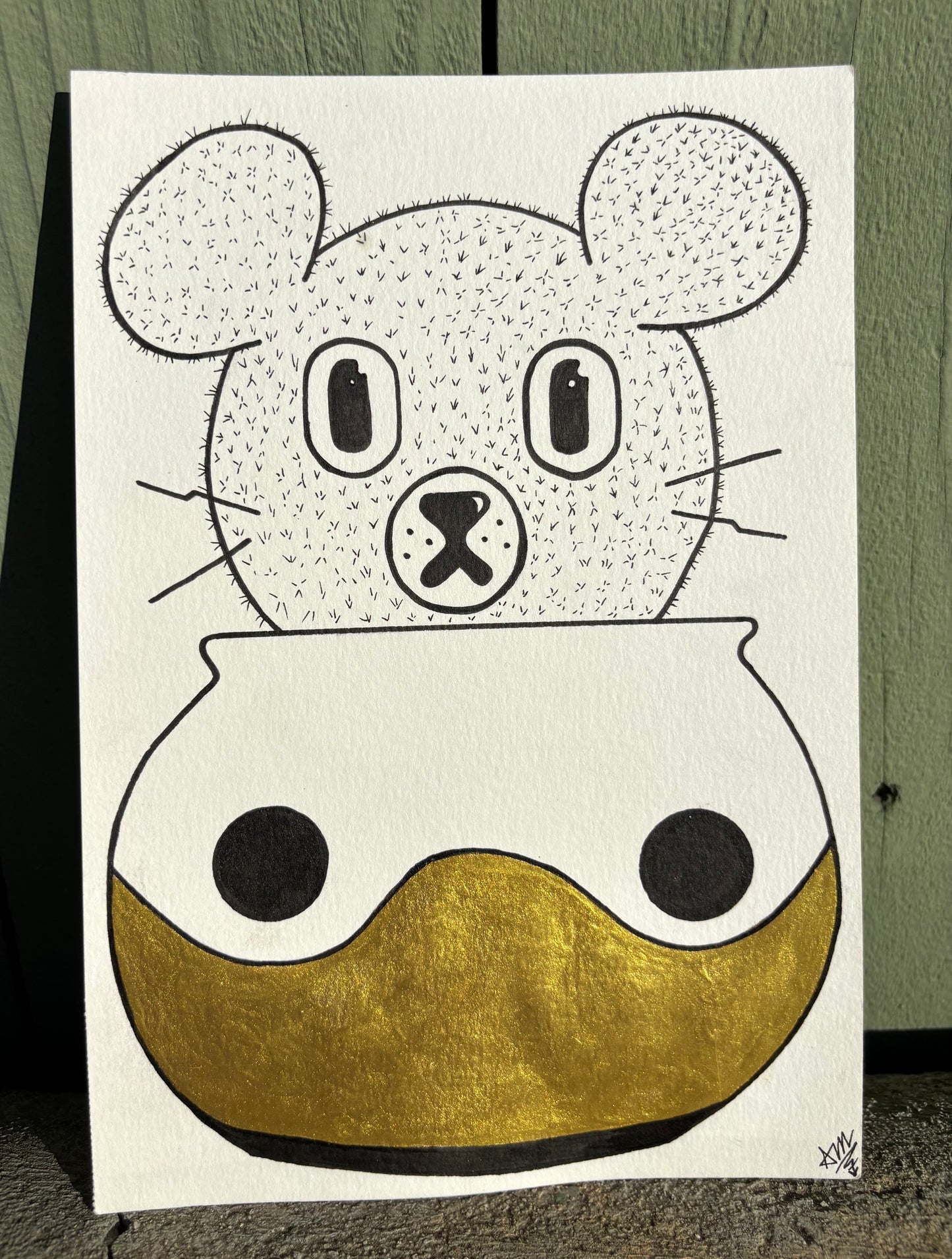 “Cactus Bear” watercolor painting