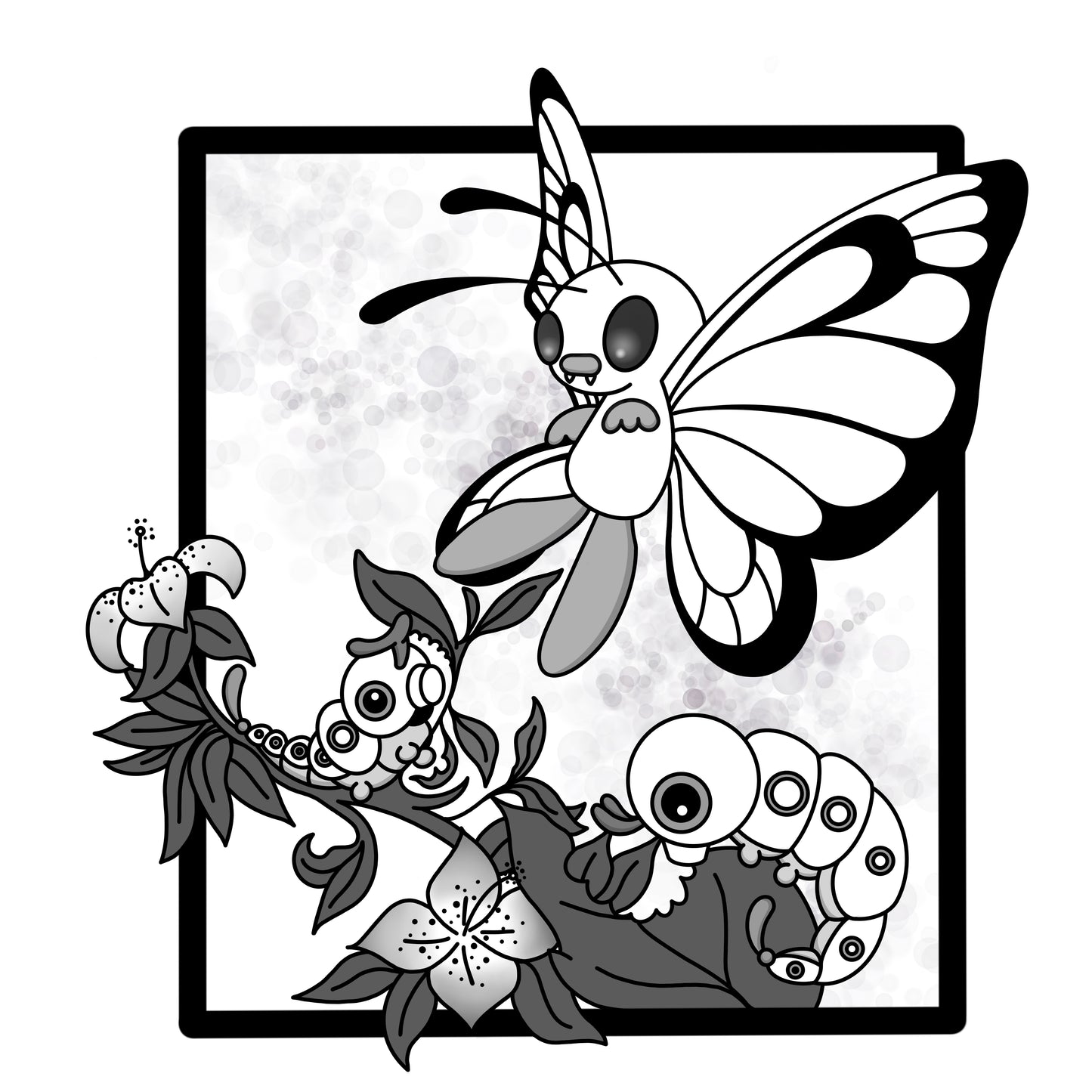 Butterfree and Caterpie Pokemon “color changing” transparent waterproof sticker