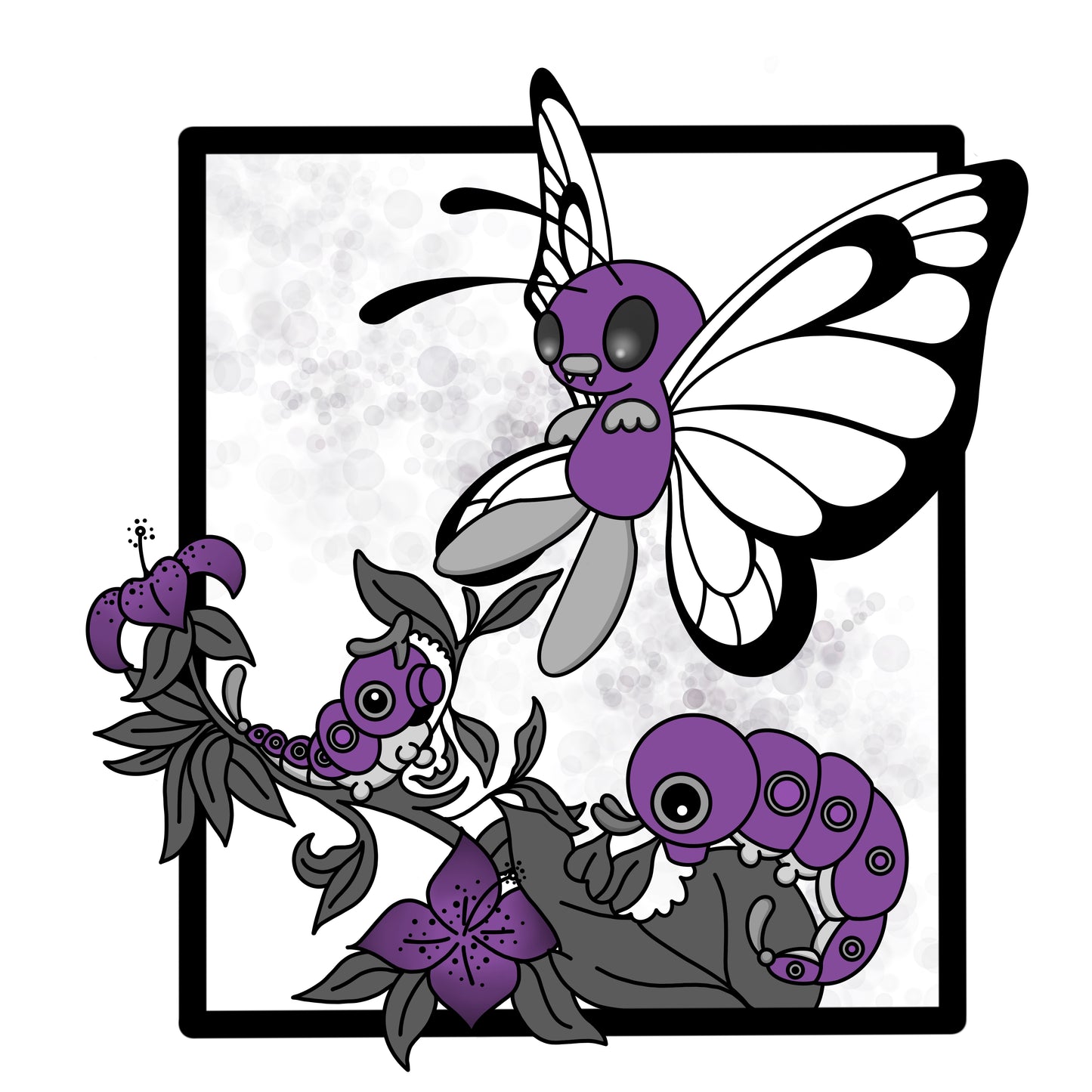 Butterfree and Caterpie Pokemon “color changing” transparent waterproof sticker