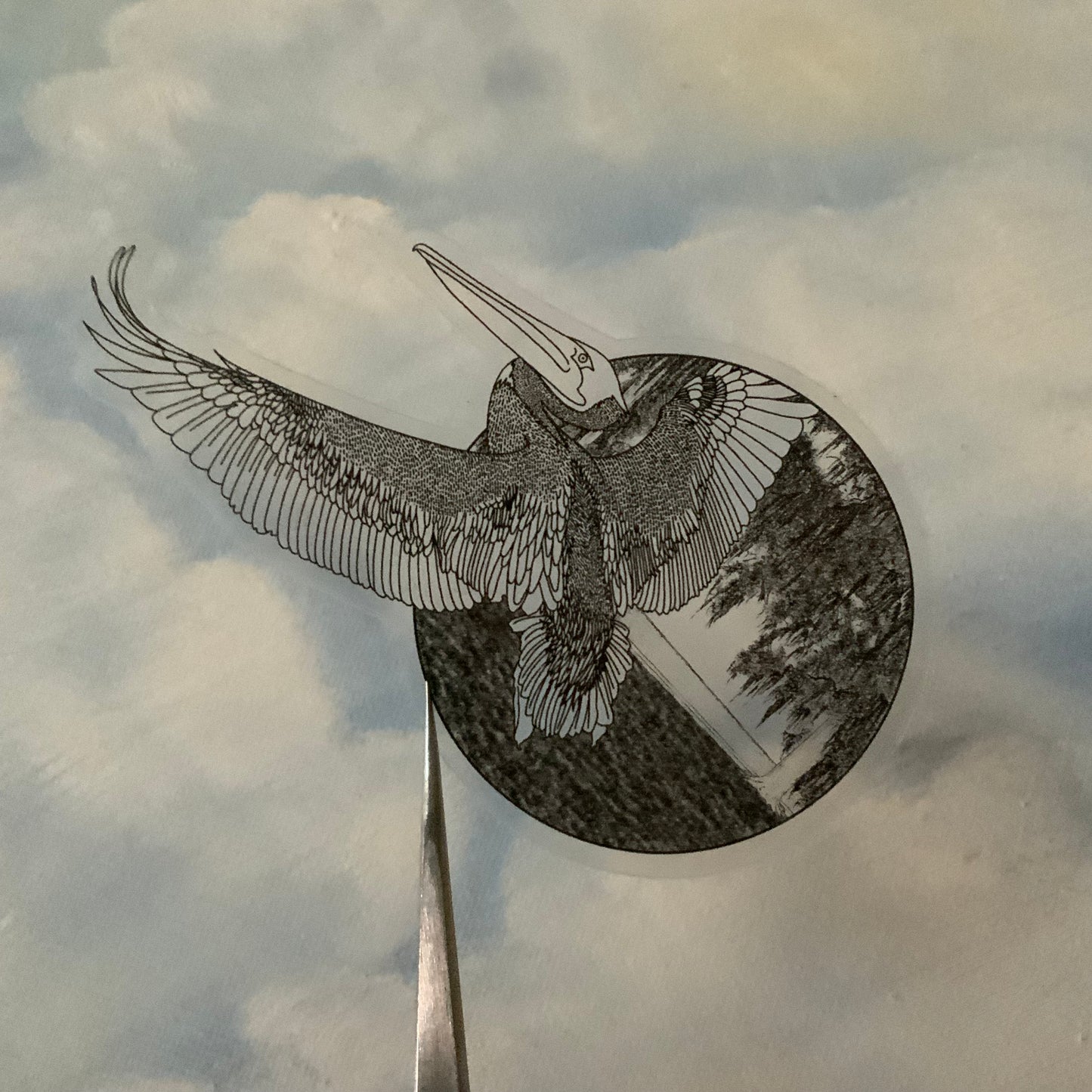 Pelican in New Orleans Glossy Transparent or Solid Waterproof Sticker
