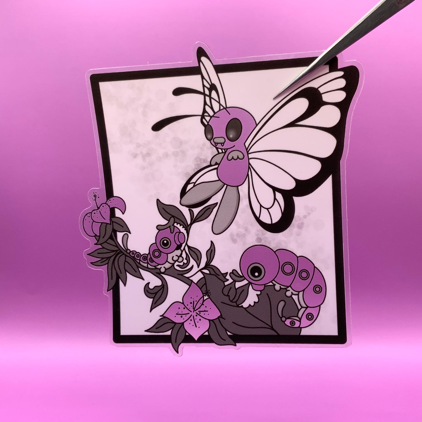 Butterfree and Caterpie Pokemon “color changing” transparent waterproof sticker