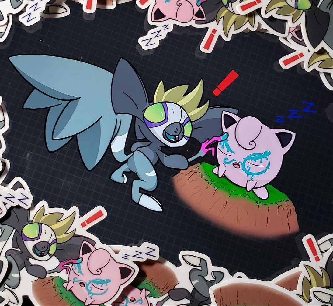 Grafaiai's revenge against Jigglypuff Glossy Transparent Waterproof Sticker