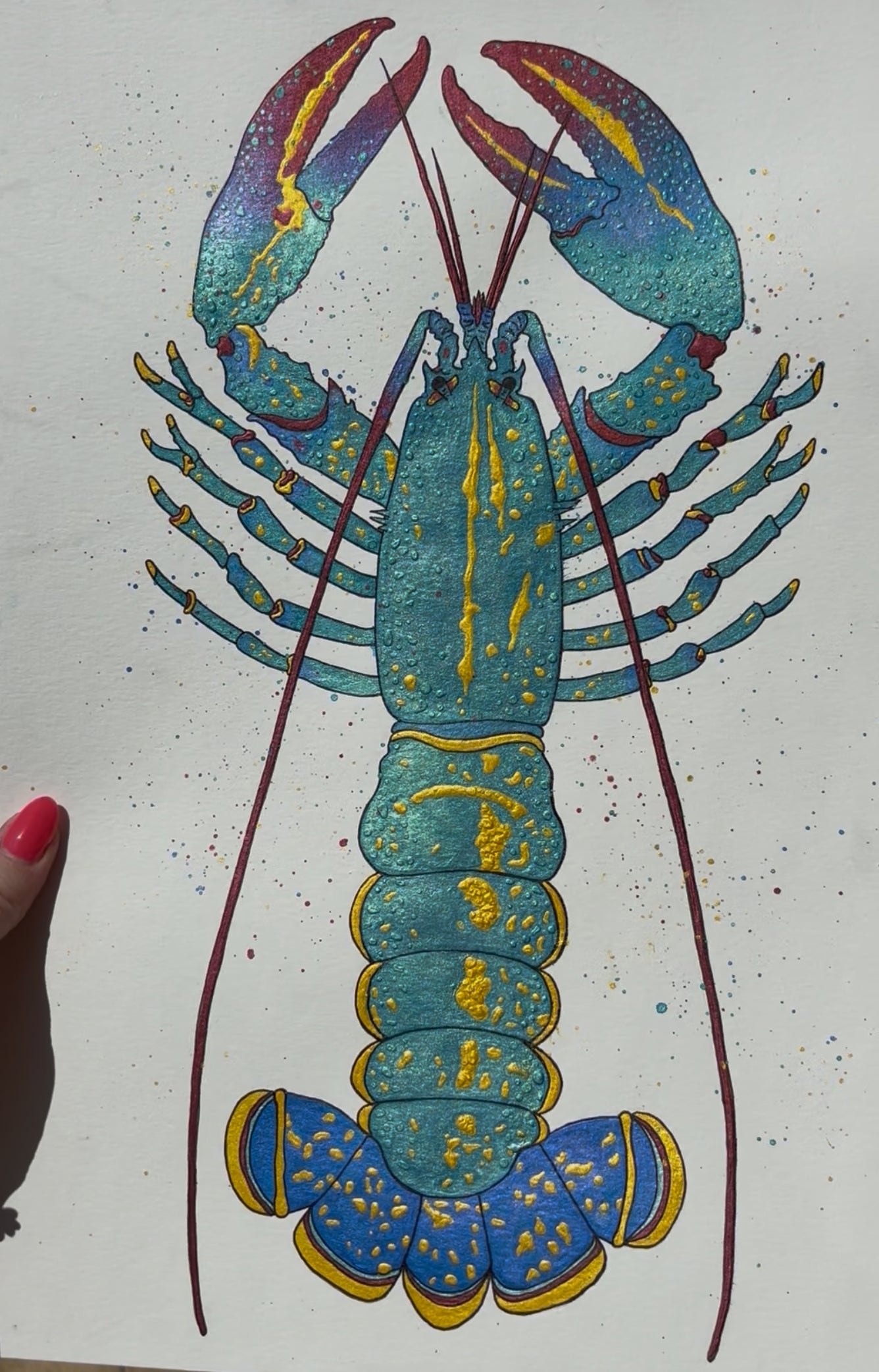 “A NOLA Blue Shine” lobster watercolor painting