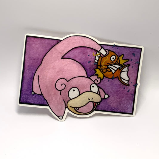 Slowpoke Pokemon original watercolor art waterproof sticker