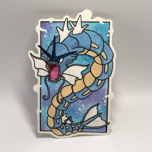 Gyarados Pokemon original watercolor art waterproof sticker