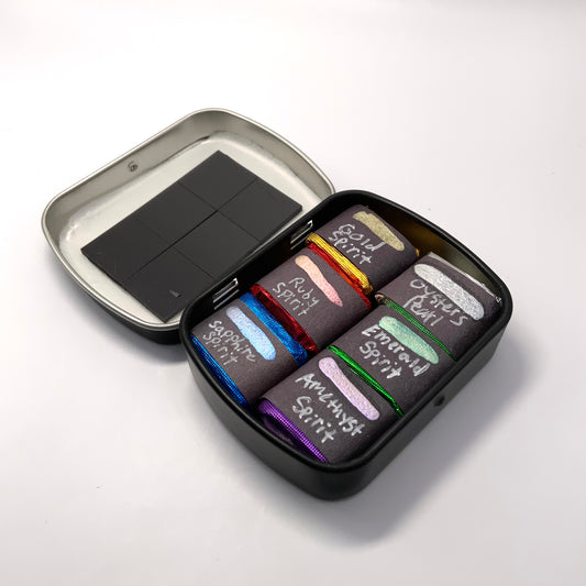 6-pack Spirit Colors Set - pre-packed set of 6 watercolor paints in tin container - COMES WITH 6 HALF PAN PAINTS INCLUDED