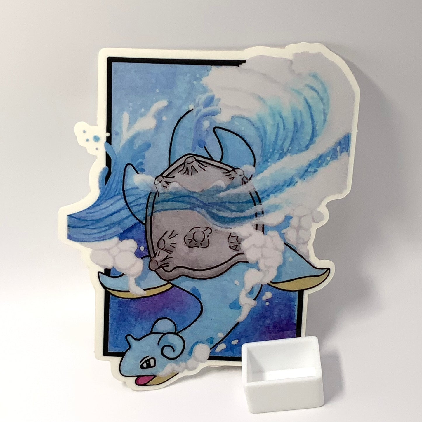 Lapras Pokemon original watercolor art waterproof sticker