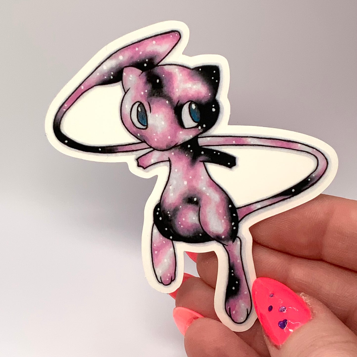 Mew Pokemon original colored pencil art waterproof sticker