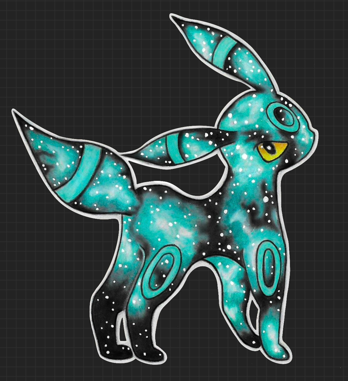 Umbreon Pokemon original colored pencil art waterproof sticker