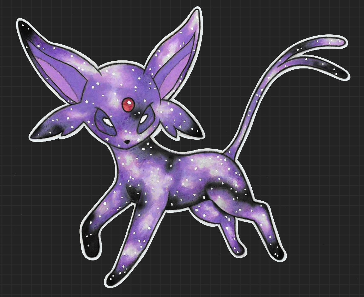 Espeon Pokemon original colored pencil art waterproof sticker