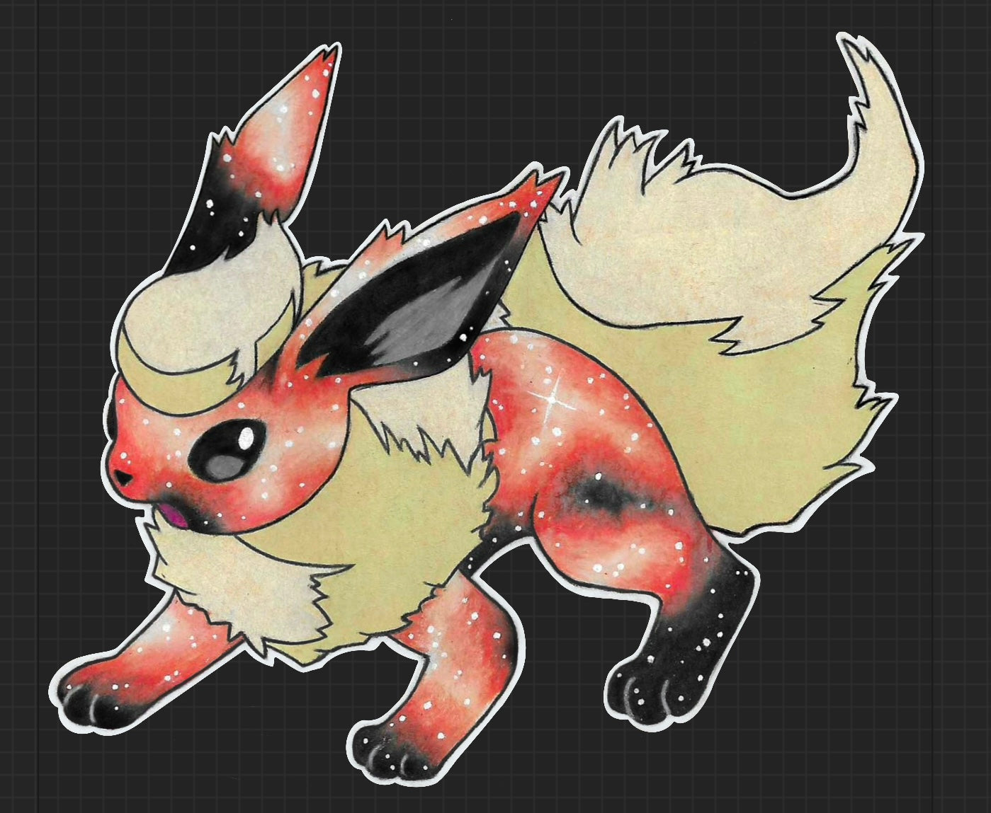 Flareon Pokemon original colored pencil art waterproof sticker