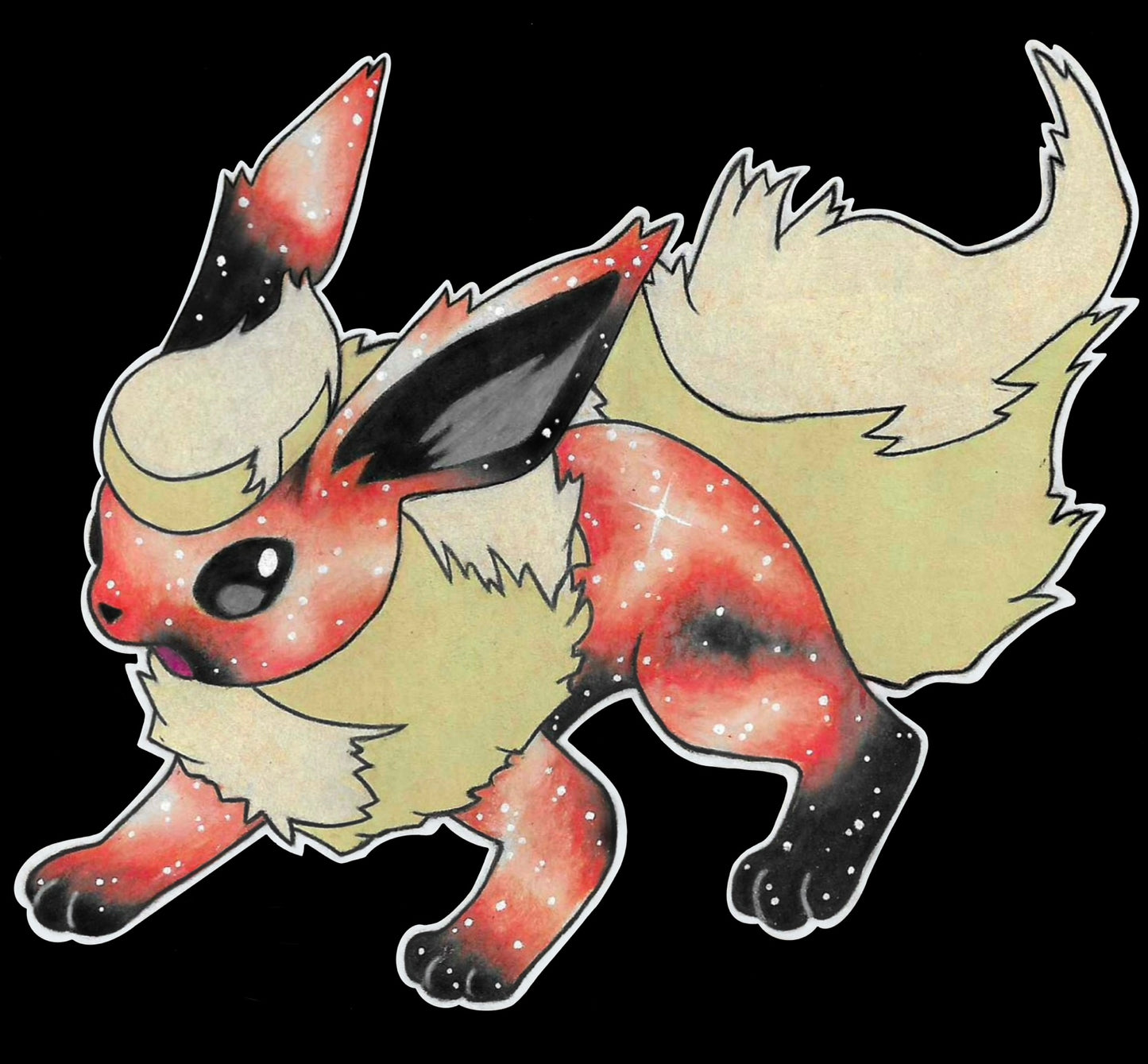 Flareon Pokemon original colored pencil art waterproof sticker