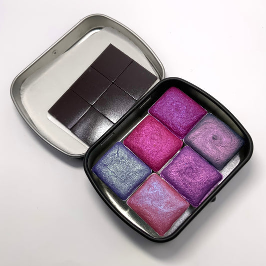 6-pack Fantasy Set - pre-packed set of 6 watercolor paints in tin container - COMES WITH 6 HALF PAN PAINTS INCLUDED