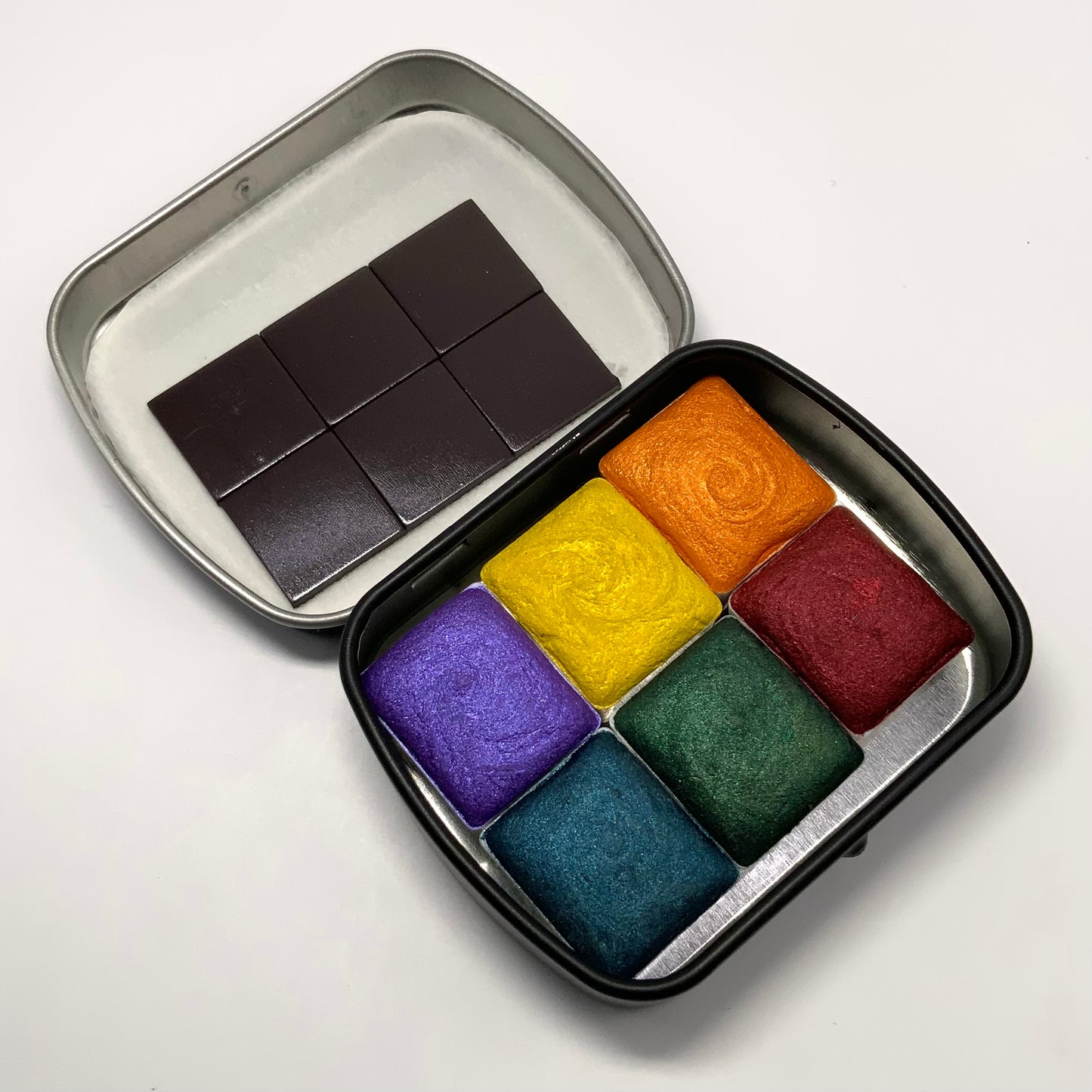 6-pack Rainbow Essentials - pre-packed rainbow set of 6 watercolor paints in tin container - COMES WITH 6 HALF PAN PAINTS INCLUDED