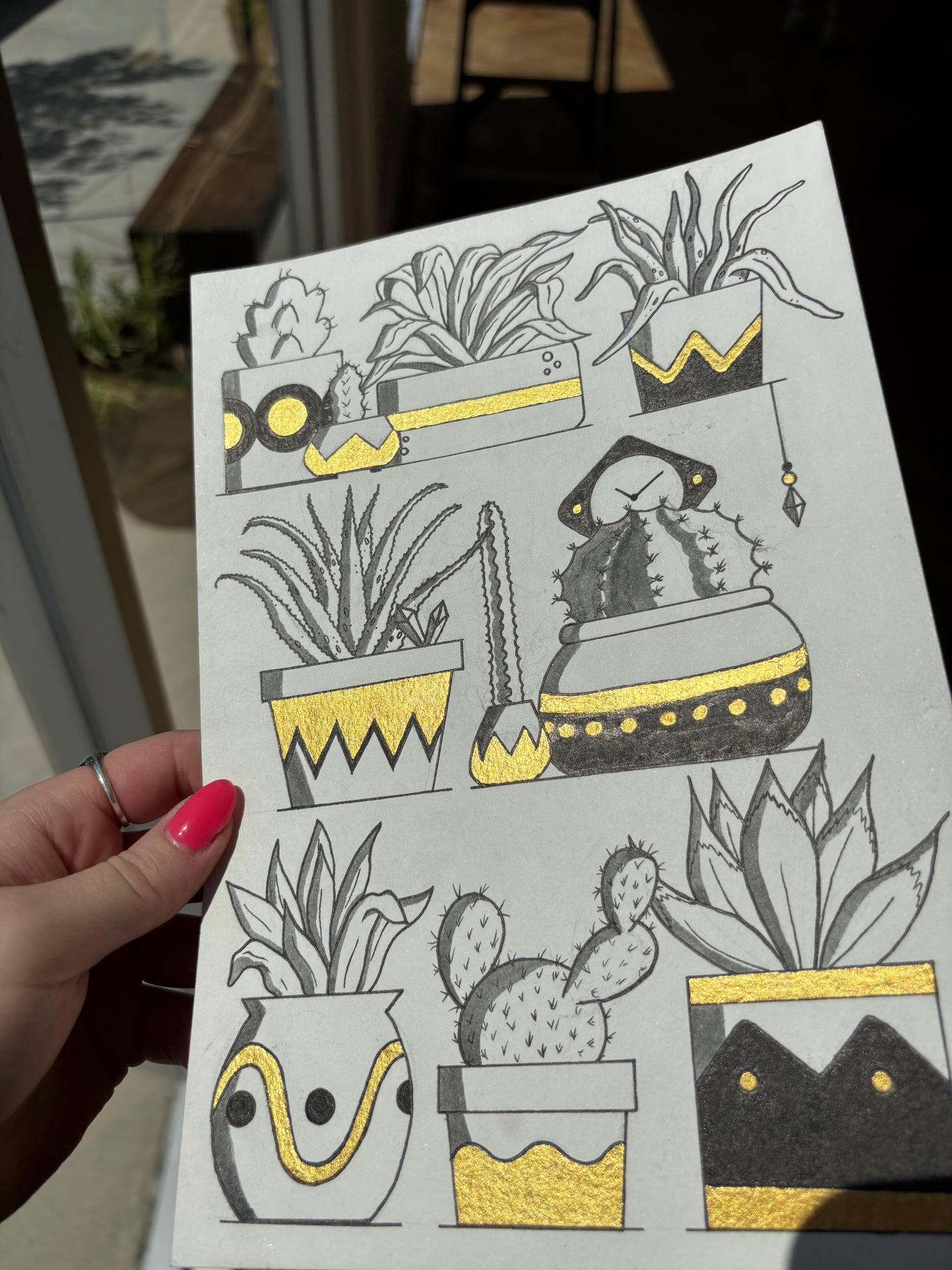“Plant Shelves” #001 watercolor painting