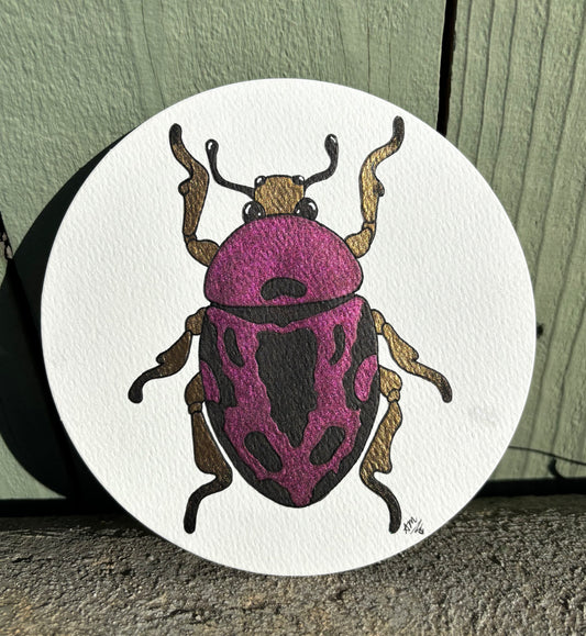 “Juicy Jewels” #004 Jewel Beetle watercolor painting