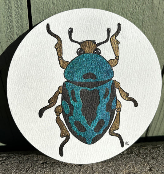 “Juicy Jewels” #001 Jewel Beetle watercolor painting