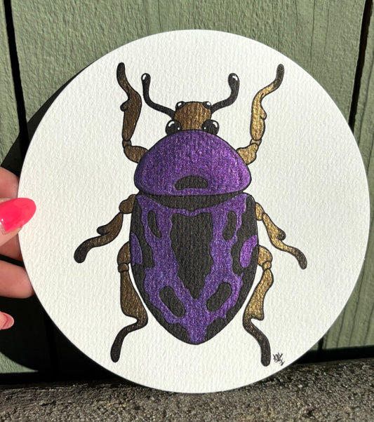 “Juicy Jewels” #002 Jewel Beetle water color painting