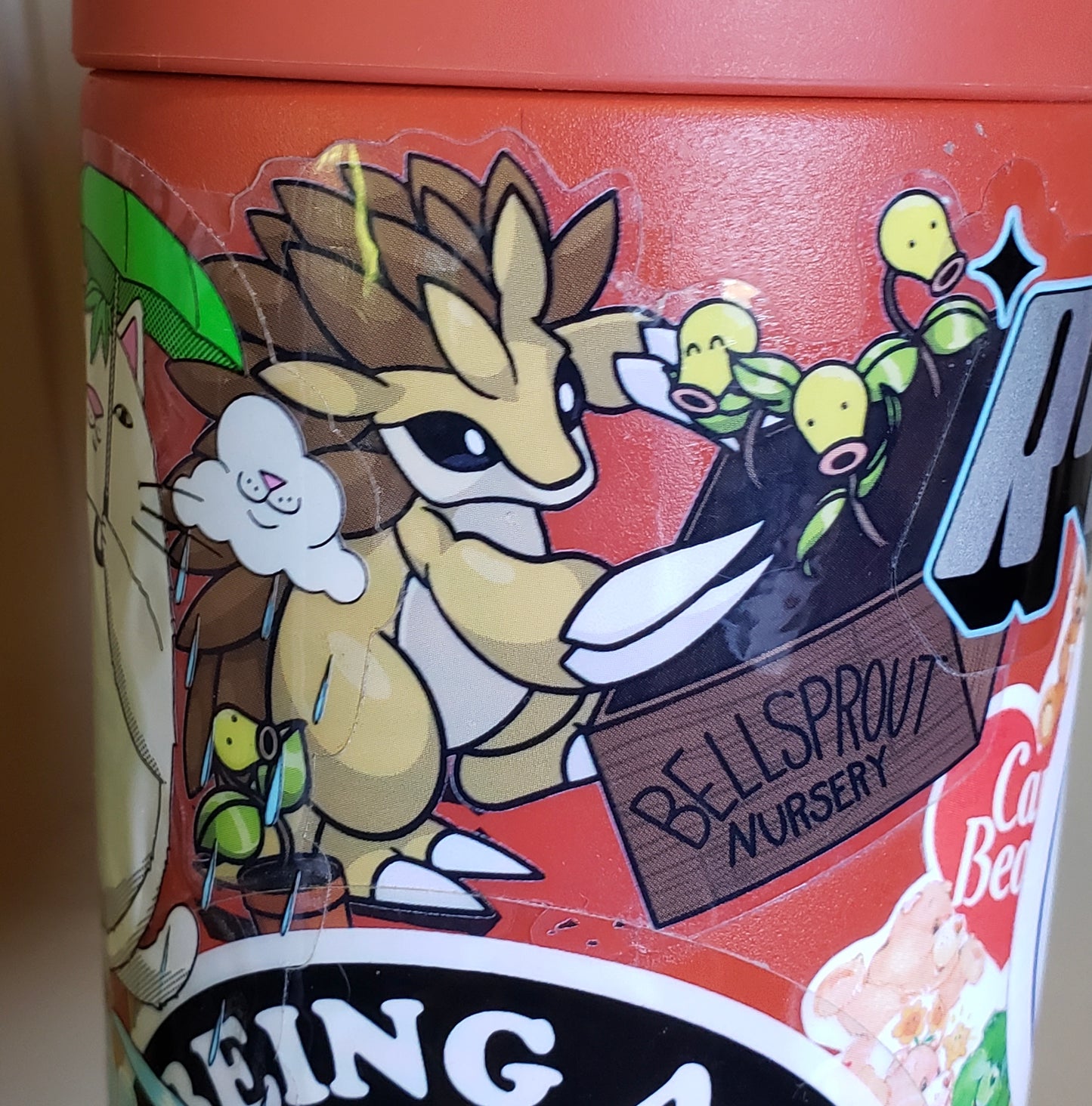 Sandslash Tending to Bellsprout Garden Pokemon Transparent Waterproof Sticker