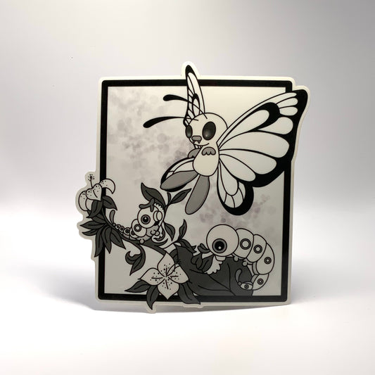 Butterfree and Caterpie Pokemon “color changing” transparent waterproof sticker