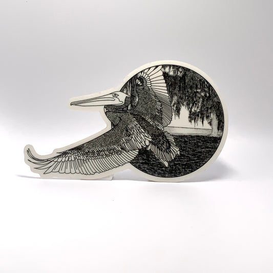 Pelican in New Orleans Glossy Transparent or Solid Waterproof Sticker