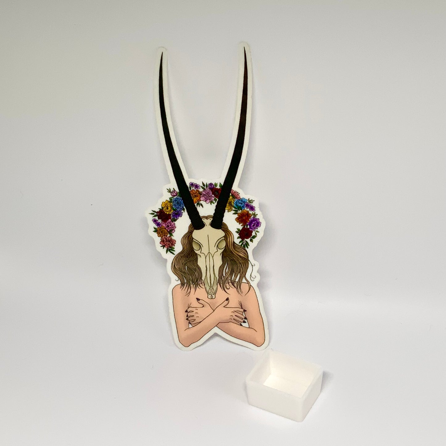 Ibex Skull Girl Glossy Transparent Waterproof Sticker