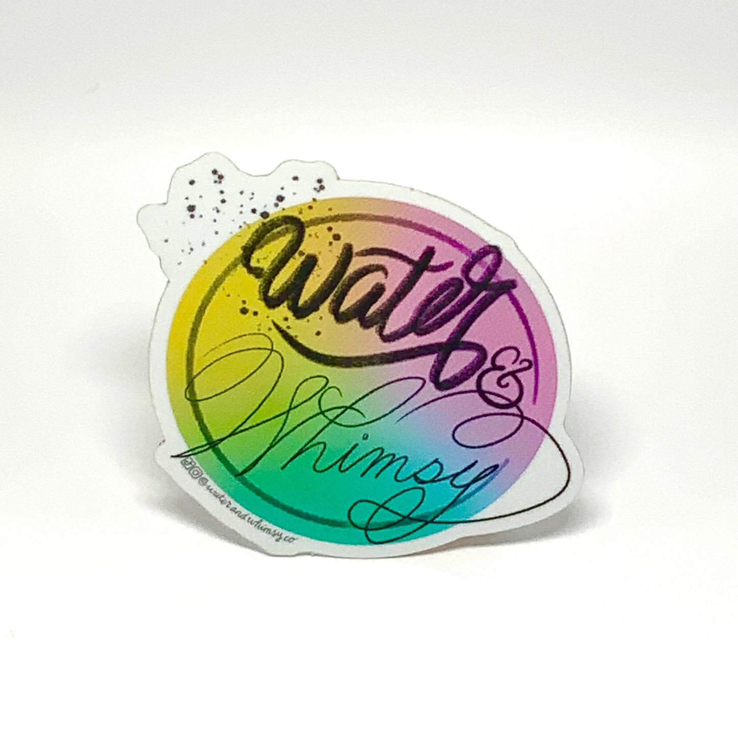 Large Glossy Water & Whimsy Co. Logo Sticker Waterproof