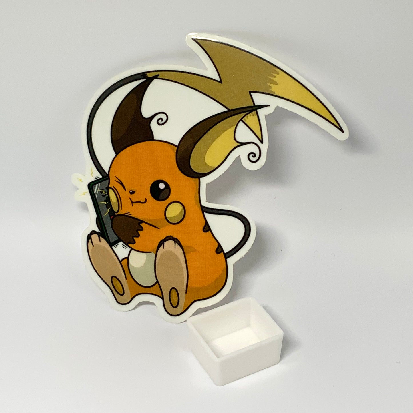 Raichu Charging Phone Transparent or Solid Background Glossy Waterproof Sticker