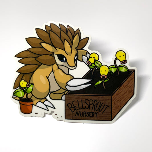 Sandslash Tending to Bellsprout Garden Pokemon Transparent Waterproof Sticker