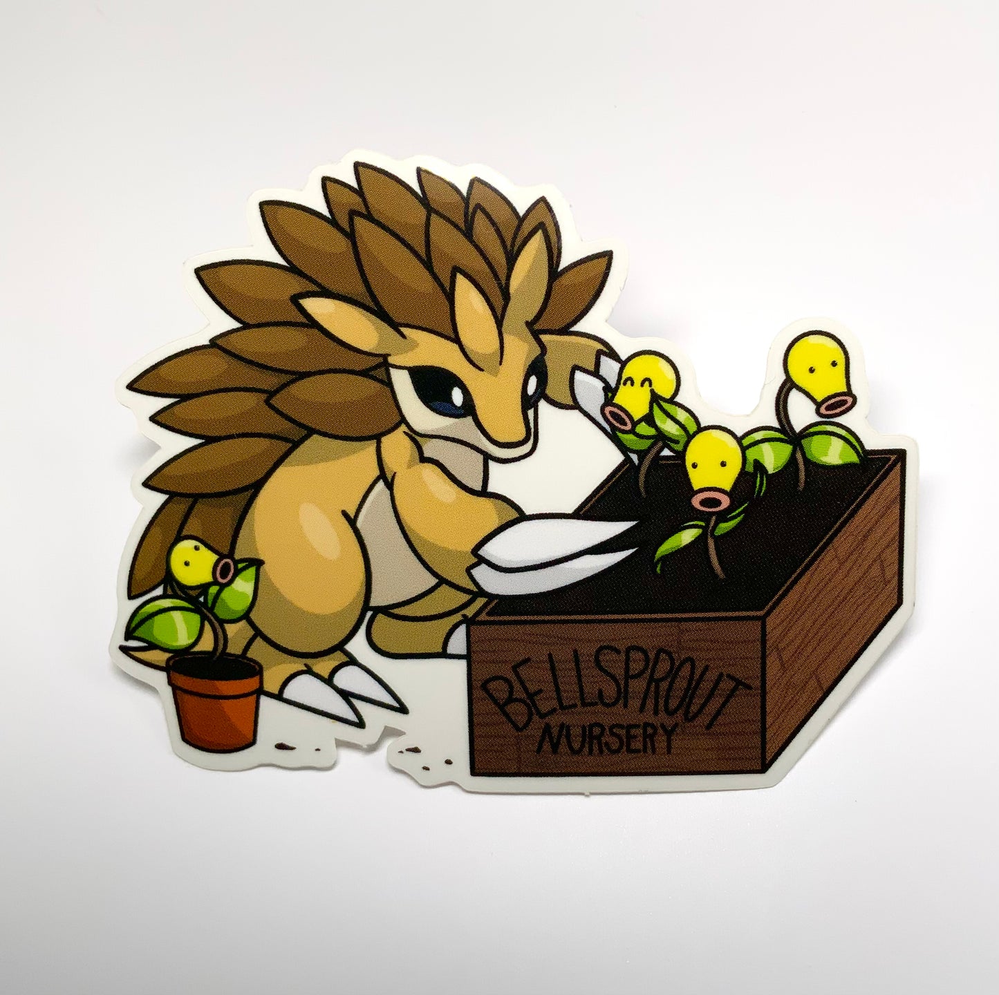 Sandslash Tending to Bellsprout Garden Pokemon Transparent Waterproof Sticker